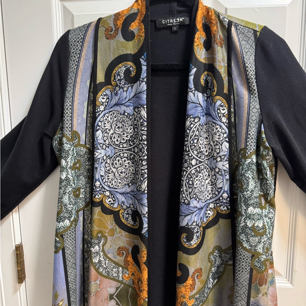Citron Multicolor Patterned Kimono